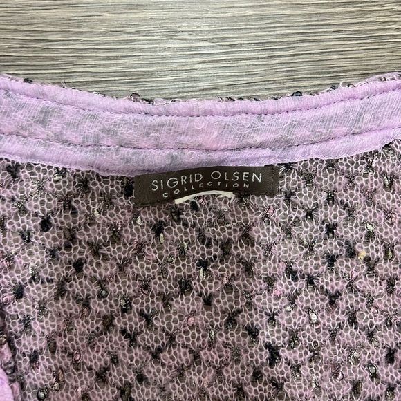 Vintage Y2K Lilac Purple Sequined Tie Front Cardigan Sweater Top - Picture 6 of 9